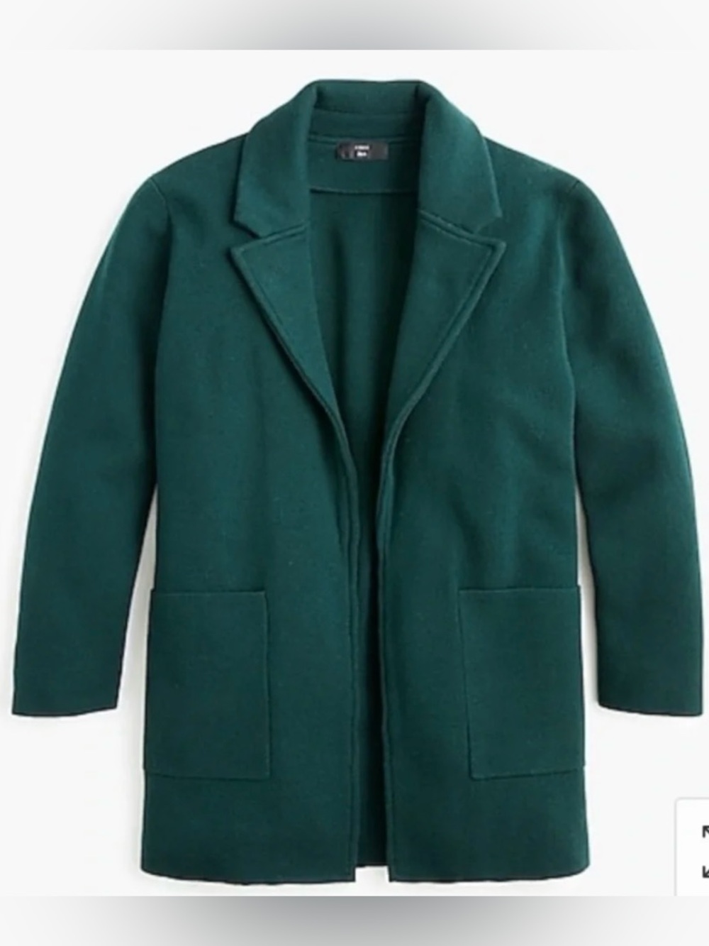 J. Crew Dark Green Open-Front Knit Blazer Coatigan